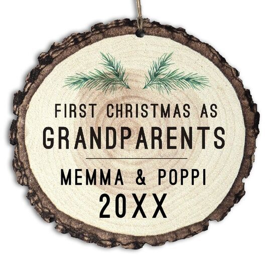 Grandparents First Christmas Faux Wood Ornament